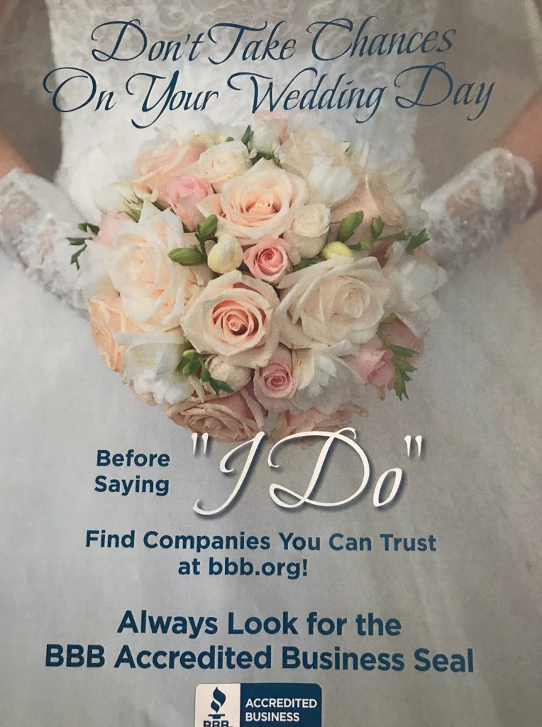 A BBB flyer on wedding businesses