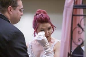 Bride shed a tear during the ceremony
