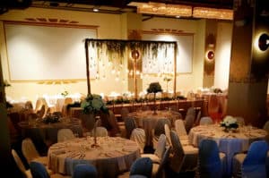 The Jasmine Room is decorated for a wedding reception