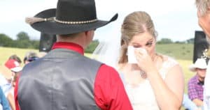 Bride tears up during her vows