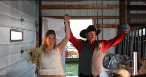 Happy couples enters the reception