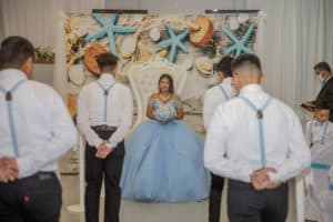 Leslie and her quinceanera court