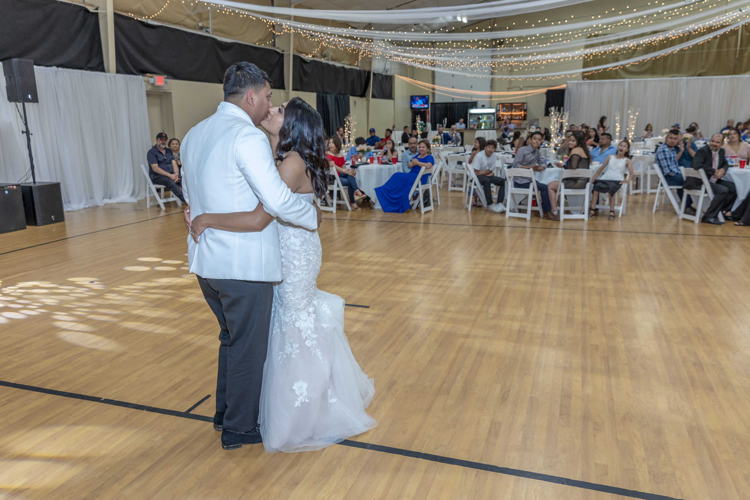 bride and groom sharing their first dance 