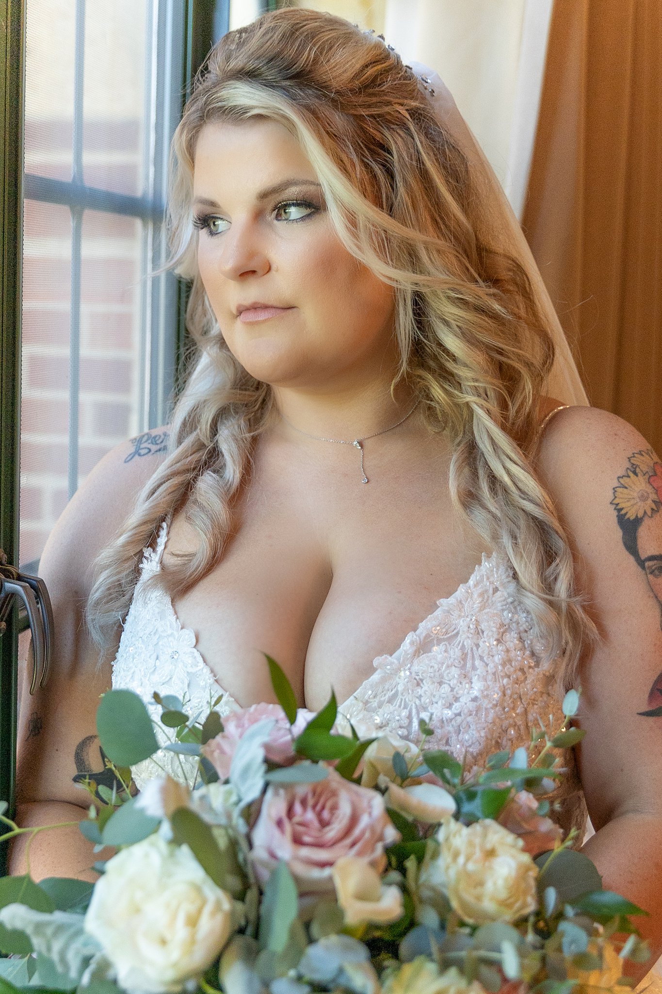 bride looking out the window Ironhorse lincoln NE